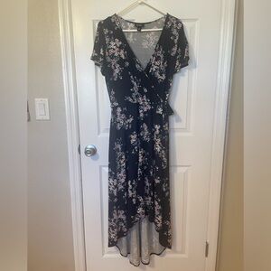 Navy blue, floral high-low By&By dress